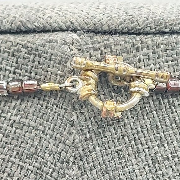 Animal Print Necklace Tortoise Pattern Brown Glass Beaded Amber Toggle Clasp - Picture 5 of 6